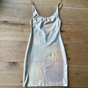 Gold Holographic Mini Dress by Minimal Animale
